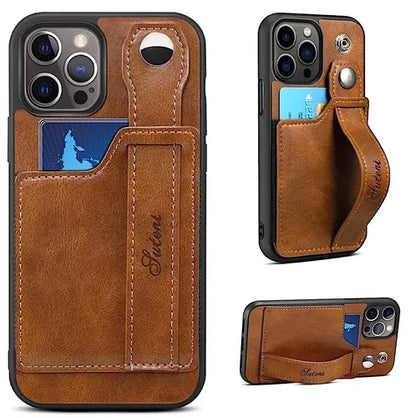 iPhone Leather Wallet Case Shockproof Kickstand Cover
