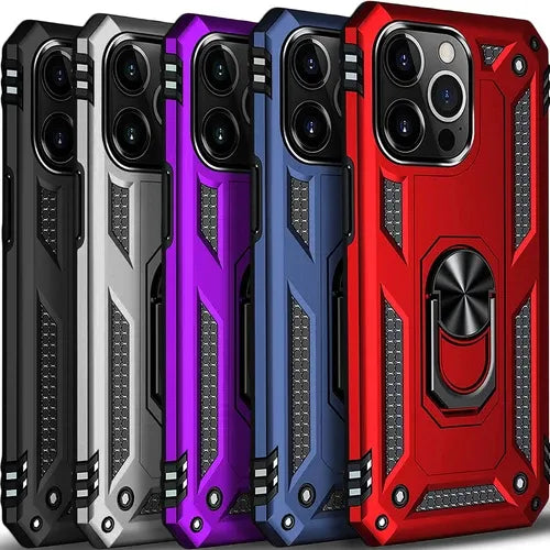 iPhone Military Grade Cover Shockproof Stand + Glass Screen