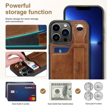 iPhone Leather Wallet Case Shockproof Kickstand Cover