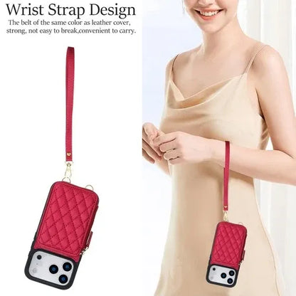 GearWithLove™ Luxury Quilted Crossbody Wallet Case for iPhone