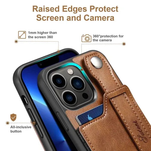 iPhone Leather Wallet Case Shockproof Kickstand Cover