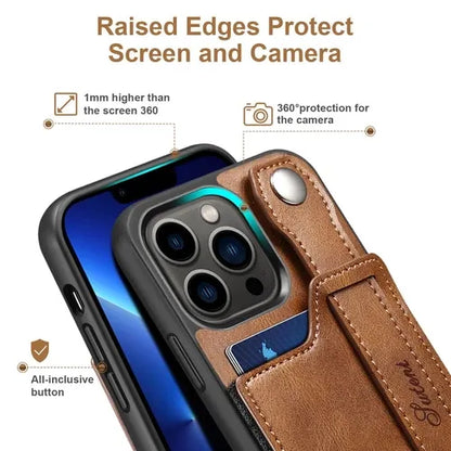 iPhone Leather Wallet Case Shockproof Kickstand Cover