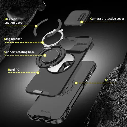 GearWithLove™ Rugged Magnetic Ring Camera Cover Case for iPhone