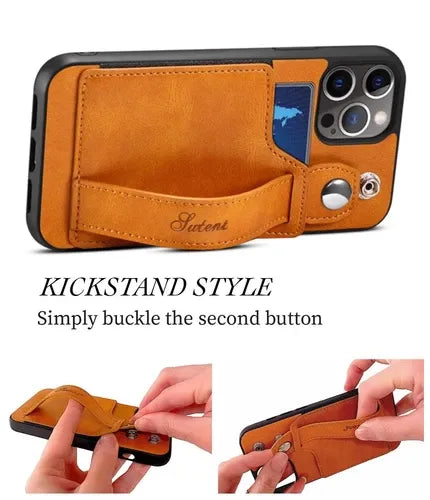 iPhone Leather Wallet Case Shockproof Kickstand Cover