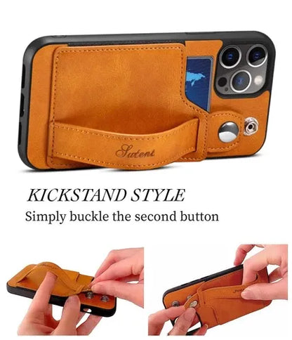 iPhone Leather Wallet Case Shockproof Kickstand Cover