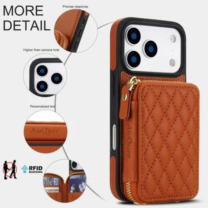 GearWithLove™ Luxury Quilted Crossbody Wallet Case for iPhone