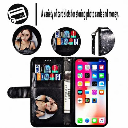 Glitter Bling Leather Zipper Wallet Case For iPhone