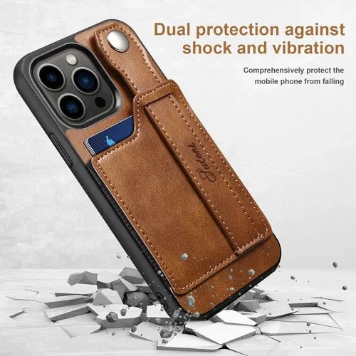 iPhone Leather Wallet Case Shockproof Kickstand Cover