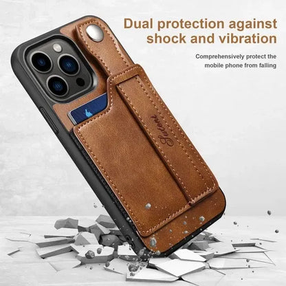 iPhone Leather Wallet Case Shockproof Kickstand Cover
