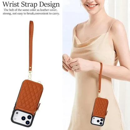 GearWithLove™ Luxury Quilted Crossbody Wallet Case for iPhone