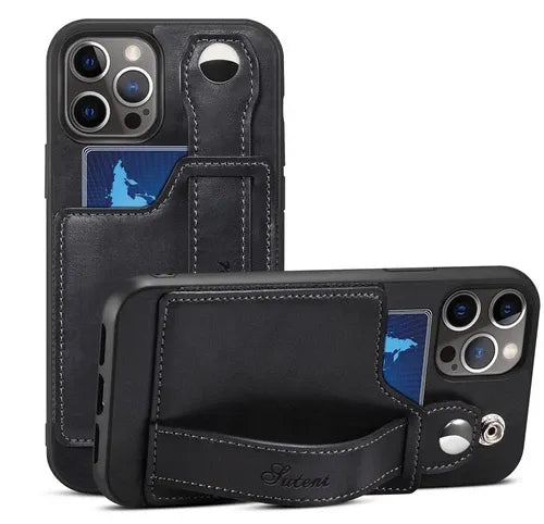 iPhone Leather Wallet Case Shockproof Kickstand Cover