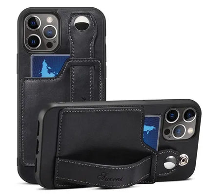 iPhone Leather Wallet Case Shockproof Kickstand Cover