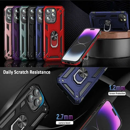 iPhone Military Grade Cover Shockproof Stand + Glass Screen