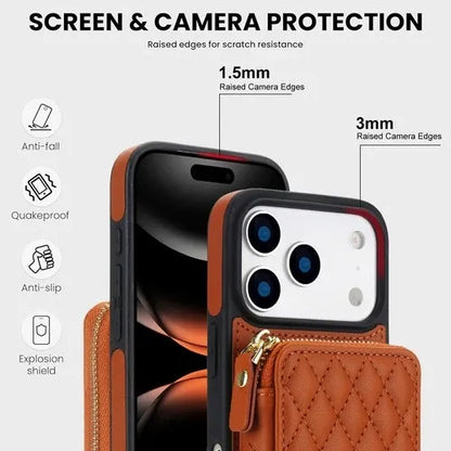 GearWithLove™ Luxury Quilted Crossbody Wallet Case for iPhone
