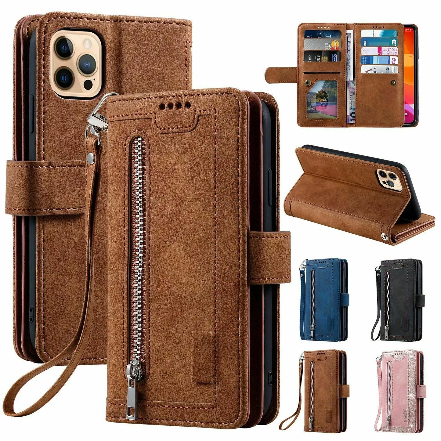 GearWithLove™ Luxury Zipper Wallet Phone Case for iPhone