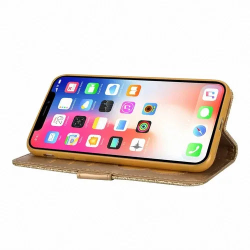 Glitter Bling Leather Zipper Wallet Case For iPhone