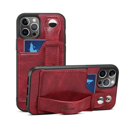 iPhone Leather Wallet Case Shockproof Kickstand Cover