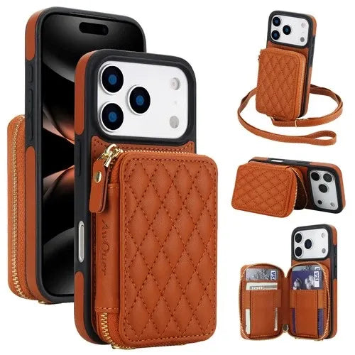 GearWithLove™ Luxury Quilted Crossbody Wallet Case for iPhone