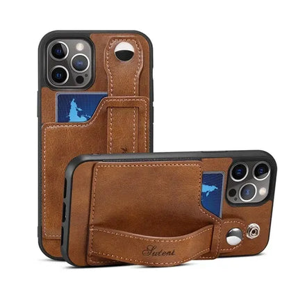 iPhone Leather Wallet Case Shockproof Kickstand Cover