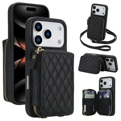 GearWithLove™ Luxury Quilted Crossbody Wallet Case for iPhone