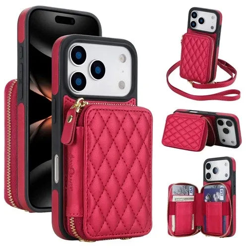 GearWithLove™ Luxury Quilted Crossbody Wallet Case for iPhone