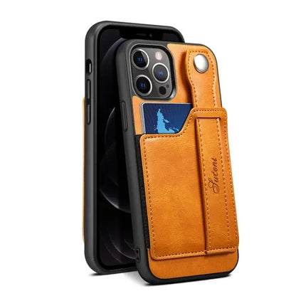 iPhone Leather Wallet Case Shockproof Kickstand Cover