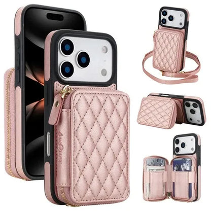 GearWithLove™ Luxury Quilted Crossbody Wallet Case for iPhone