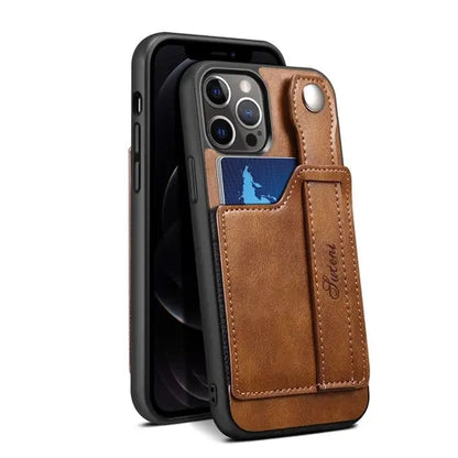 iPhone Leather Wallet Case Shockproof Kickstand Cover