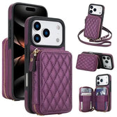 Luxury Quilted Crossbody Wallet Case for iPhone