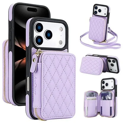 GearWithLove™ Luxury Quilted Crossbody Wallet Case for iPhone