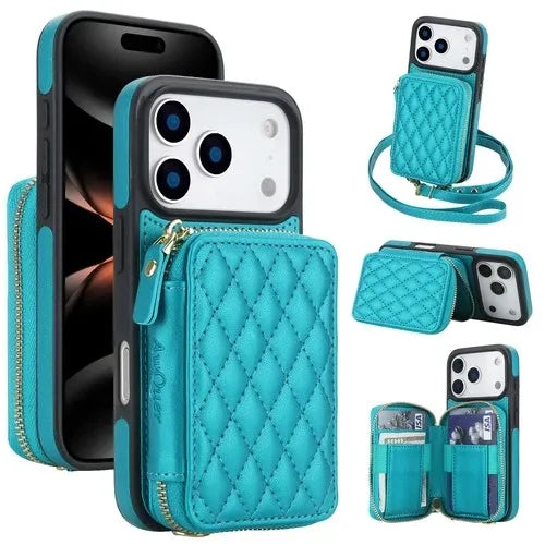 GearWithLove™ Luxury Quilted Crossbody Wallet Case for iPhone