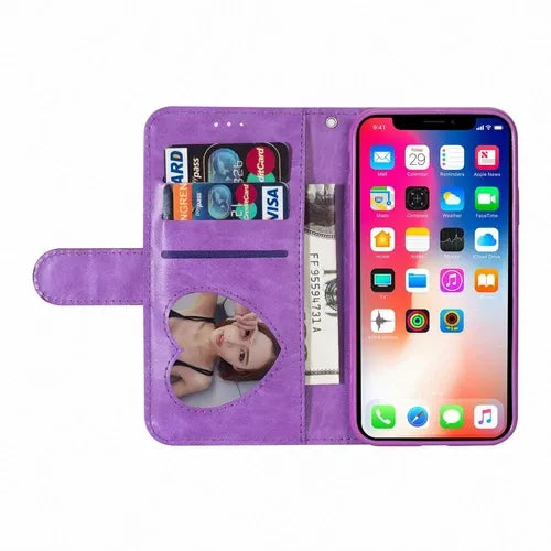 Glitter Bling Leather Zipper Wallet Case For iPhone