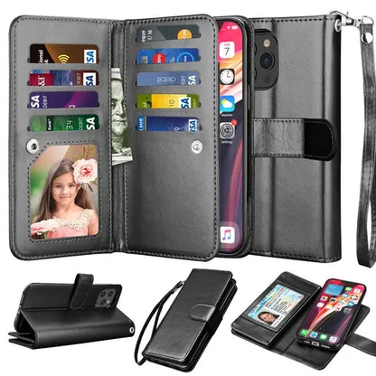 Luxury Leather Wallet iPhone Case Cover