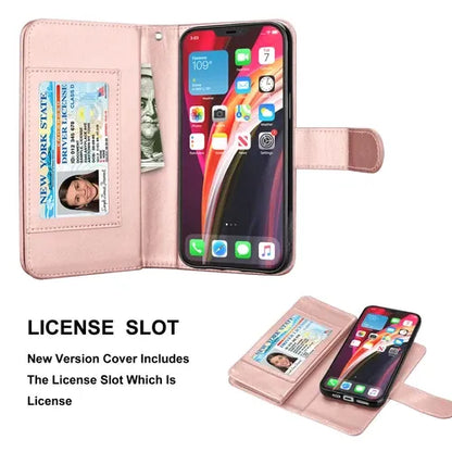 Luxury Leather Wallet iPhone Case Cover