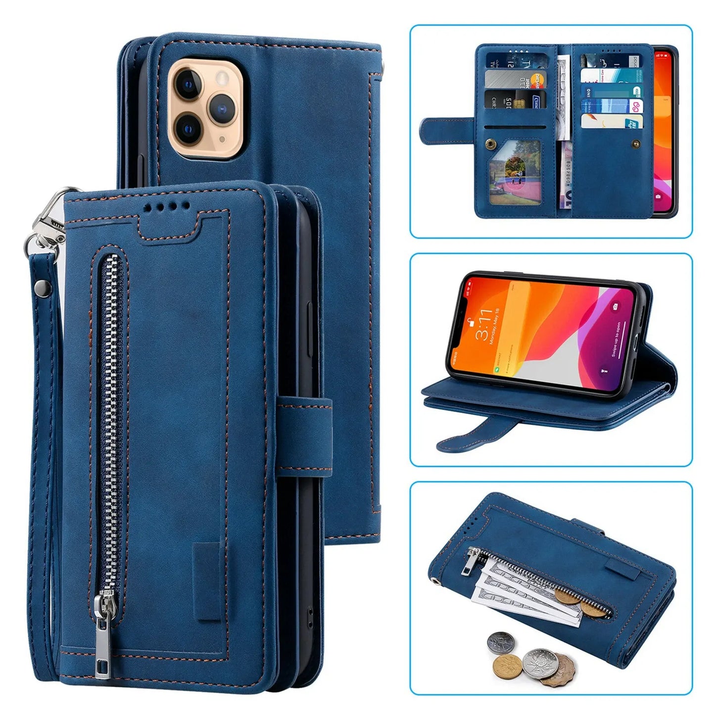 GearWithLove™ Luxury Zipper Wallet Phone Case for iPhone