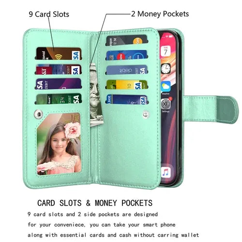 Luxury Leather Wallet iPhone Case Cover