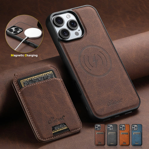 MagSafe-compatible leather wallet case for iPhone - front view