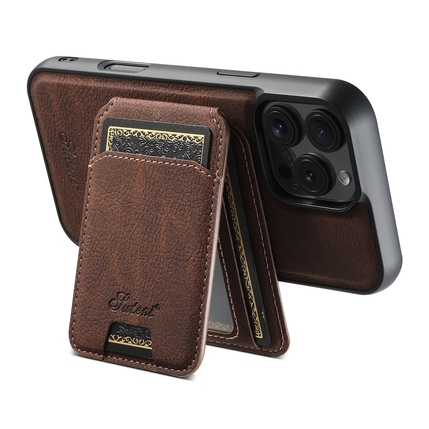MagSafe-compatible iPhone wallet case - magnetic back view