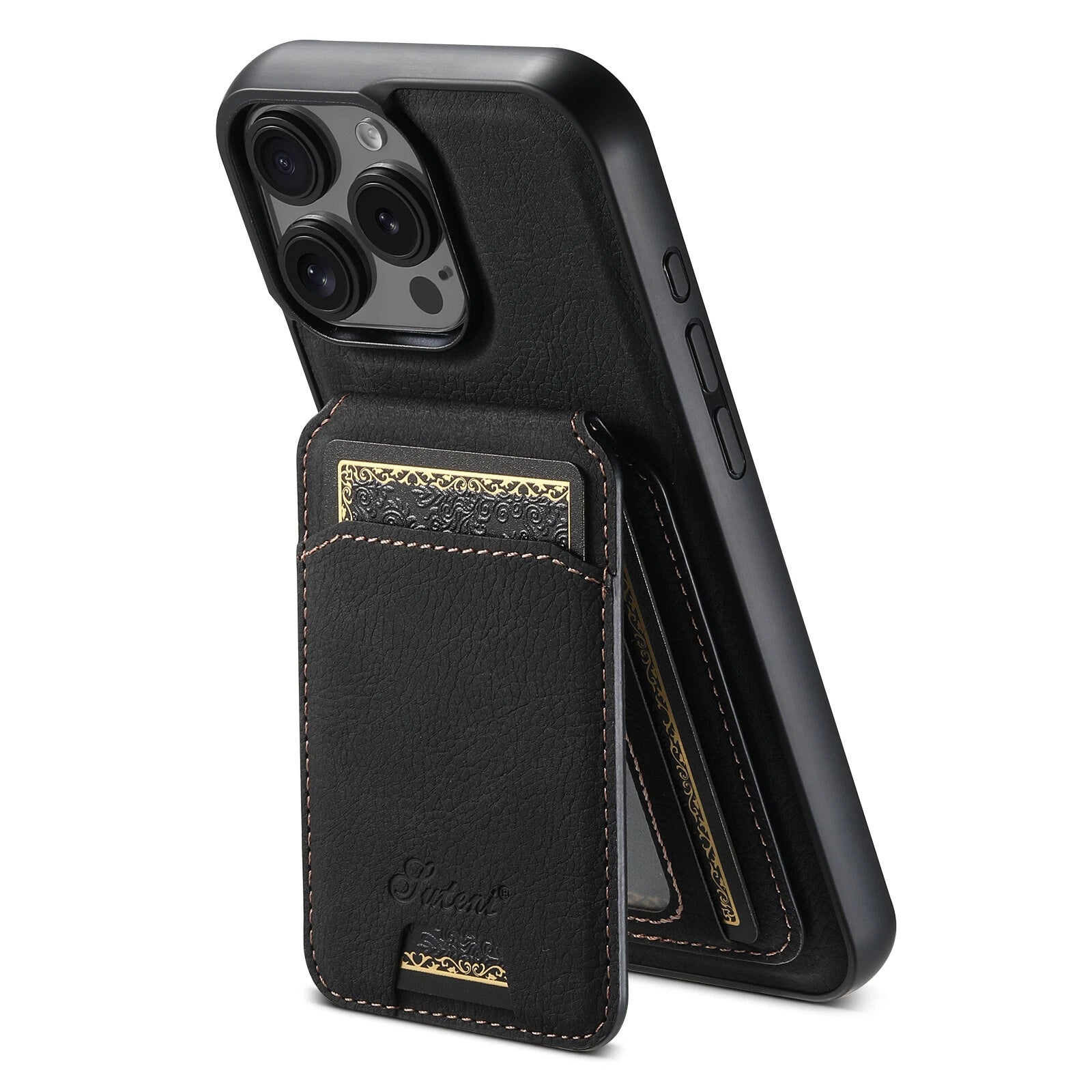 PU leather magnetic wallet case - side view