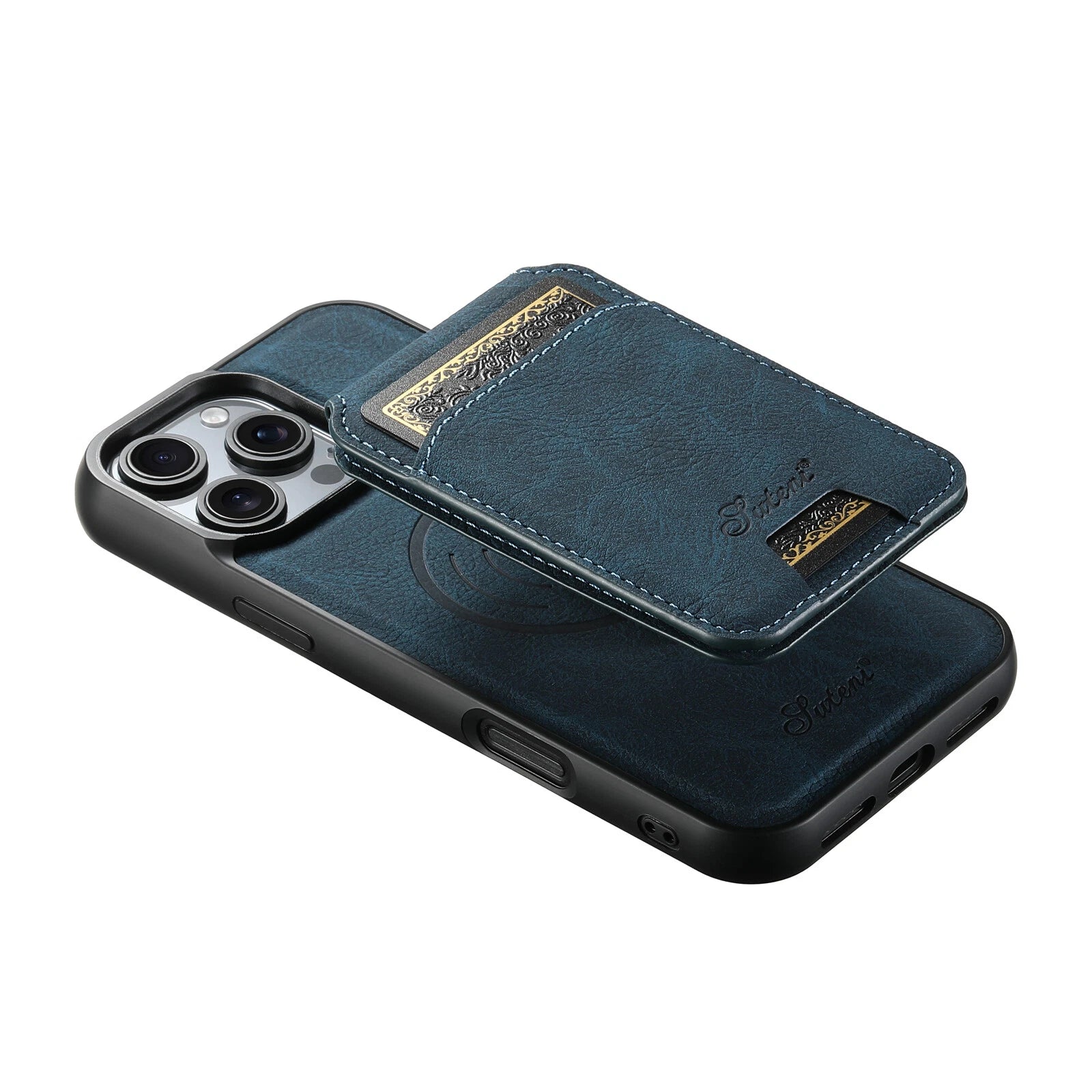 Magnetic wallet phone case - khaki color view