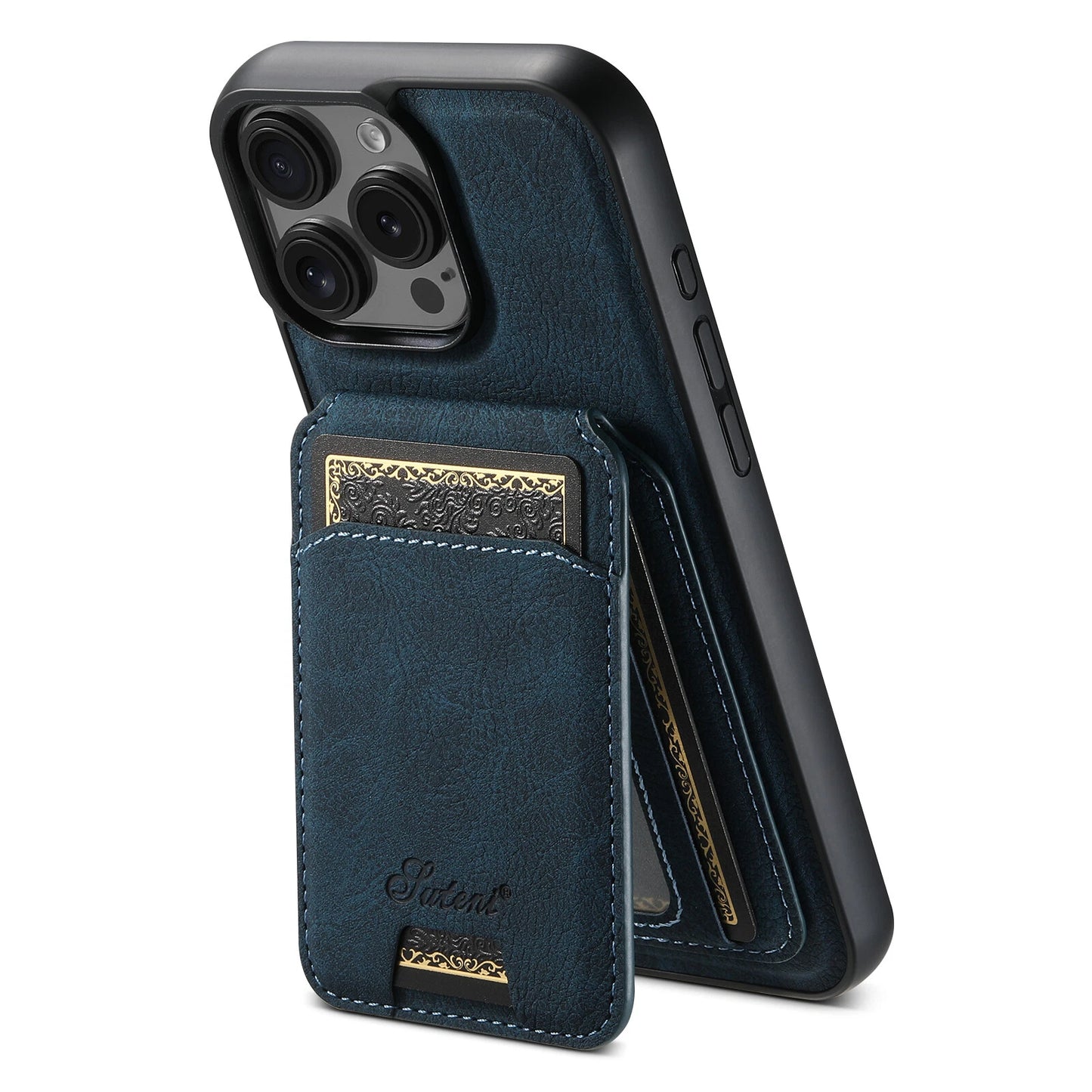 Magnetic wallet phone case - navy color view